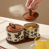 3pcs Ceramics Jars Lid Coffee Bean Storage Container‌ Dustproof and Moisture-proof with Cover Kitchen Organizer Jars for Spices