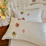 3/4Pcs Korean Princess Style Floral Embroidered Towel Bedding Set Single Queen King Size Duvet Cover Set Bed Sheet Pillowcases