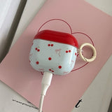 Lovely Red Cherry Bowknot Gloss Pattern Wireless Bluetooth Earphone Case For AirPods Pro 2 4 3 2 1 Soft Shell Funda With Pendant