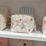 Original Korean Imported Quilted Soft and Cute Quilted Zipper Makeup Bag Storage