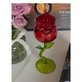 French Romantic Transparent Rose Glass with Transparent Leaf Cocktail Glass Valentine's Wedding Table Decoration Gift Wine Cup