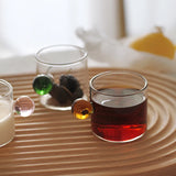 2PC 110ml Espresso Cups small Cups Home Glass Ball Handle Coffee Cup Tea Water Cup Saucer  Steak Juice Bucket Table Decor