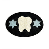 Oval Tufting Bathroom Mat Soft Tufted Cartoon Tooth Floral Bedroom Carpet Bedside Rug Floor Anti Slip Pad Aesthetic Home Decor