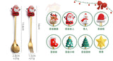 6/4/2PCS Christmas Gift Glod Spoon Fork Set Elk Christmas Tree Decoration Dessert Scoop Fruit Fork Coffee Spoon Cutlery Set