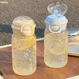 New Planet Minimalist Plastic Water Cup Water Kettle Dual Drinking Straw Cup Value Large Capacity Portable Carrying Accompanying