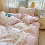 Huace  Pure Cotton Bedding Set Soft Skin-friendly Simple Sle Four Seasons Fre Feel Four Piece Bedroom Linen Duvet Cover