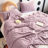 Pink Tulip Jacquard Blanket Flower Gifts for Girls Women Floral Throw Blankets Soft Warm Cozy Fleece Blanket for Couch Sofa Bed