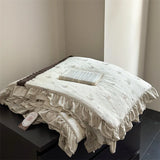 2025 spring and summer new knitted cotton French small floral printing lace summer quilt summer cool quilt air conditioner quilt