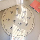 Princess Style Bowknot Round Carpet Simple Rugs for Girls Bedroom Large Area Carpets for Living Room Balcony Porch Door Mat