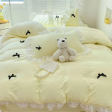 Bedding Set INS Girls Princess Soft 2024NEW Washed Cotton Bed Sheet Queen King Size Duvet Set Comforter Set Duvet Set Bed Linens