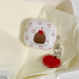 Line Cherry Cake + Pendant Suitable for Apple for Airpodspro2 Case/For Airpodspro Case/For Airpods4 Case/For Airpods3 Case/For Airpods2 Case/Fashion Women's Headphone Case/Casual Headphone Case