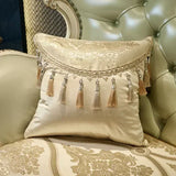 1pcs Half Round Tassel Edge Cushion Cover European Jacquard Pendant Edge Pillowcase Luxury Thickened Square Sofa Pillow Cover