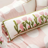 90x35cm Floral Tufted Cushion Cover Soft Plush Throw Pillow Pink Green Home Decor Sofa Bedroom