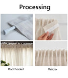 Kitchen Curtains Faux Linen Textured Small Cafe Window Curtain with Pom Pom Over Sink Light Filtering Short Curtain for Bathroom