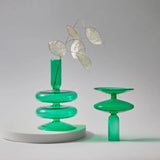 Modern Glass Candle Holders Home Decor Green Glass Vase Table Candlelight Holder Creative Decoration Ornaments Room Decor