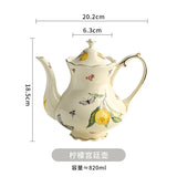 Vintage European-style Coffee Mug Afternoon Tea Set Tape Disc Teapot Kettle Lemon Pattern Porcelain Handle Cup Mugs Coffee Cups