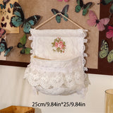 French Style Thickened Fabric Storage Bag Lace Embroidered  Door Rear Storage Bag Wardrobe Sundries And Fringe Storage Bag