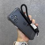 Luxury Transparent With Lanyard Phone Case For iPhone 17 16 15 14 13 12 11 Pro Max XS X XR 7 8 16 Plus 16E Shockproof Soft Cover