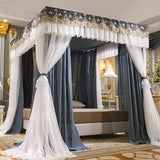 2 Layers Shading Quadrate Palace Mosquito Net with Frame Princess Romantic Bed Curtain Canopy Nets Three-door Single Double Size