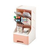 Multilayer PlasticInclinedPenHolderMultiFunctionalDesktopDrawerStorageBox for HomeDormOfficeDeskCosmeticBrushStationeryOrganizer