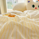 New Stripe Double-Layer Yarn Quilt Cover Bed Flat sheet Pillowcase Full Queen Bed Linen Adult Kids Duvet Covers No Filling