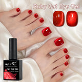 Red Cat Eye Nail Polish Gel Soak Off  UV LED Nail Magnetic Gel Polish Nail Art DlY For Salon & Home For Winter Christmas