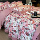 Nordic Bedding Sets Egyptian Cotton Floral Flat Bed Sheet Set Pillowcases Skin-Friendly Breathable Queen King Size Bed Linen Set