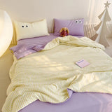 2025 new dopamine washed cloud cotton big eye series summer quilt four-piece three-piece set single piece summer quilt cool