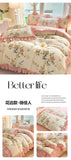 Fashion Flower Bedding Set Bed Sheet Cute Princess AB Double Sided Ruffle Flower Quilt Cover Pillowcase Bedclothes Home Textiles