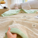 Simple Waffle Blanket Home Summer Quilt Cooling Blanket Nap Air Conditioner Student Dormi Single Double Green Pink Throw Blanket