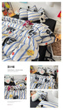 Bedding Set Double Layered Yarn INS Girls Mushroom Soft Washed Cotton Bed Sheet Queen King Size Duvet Set Pillowcase Bed Sheet