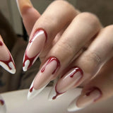 96pcs False Nails Full Cover Bow Tie Design French Sweet Almond Wearable Artificial Manicure Acrylic Nails Tips Art Combination