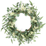 20 Inch Artificial Green Eucalyptus Leaf Wreath Spring Summer Wreath for Window Home Porch Farmhouse Patio Garden Decor Gifts
