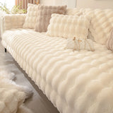 Artificial Rabbit Fur Sofa Cover Non-slip and Dustproof Thick Soft Couch Cover Furniture Protector