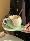 Ceramic Tulip Cups Mug Saucers Suits with Tray Flower-shaped Coffee Cups saucers, lovely drink cups