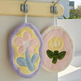Tulip Printed Hand Towel INS Style Cleaning Cloth Absorbent Soft Hanging Towels Kitchen Creative Hand Cloth Kids Bathing Towel