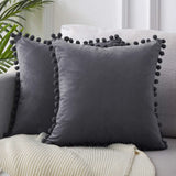 Velvet Cushioncover pillowslip with Ball Soft Decorative Cushion Home Decor for Sofa Set Bedroom Pillowcase Blue Pink Pillow