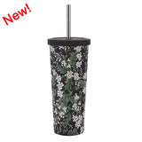 830ML Large Hole Thermos Cup With Straw And Pattern,Mug,Double Layer Stainless Steel Vacuum Flasks,Portable Insulated Water Cup