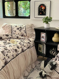 French Retro Light Luxury Washed Cotton Four Piece Set Bedroom Lace Duvet Set Single Bedding Set Dormitory Bed Linen