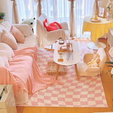 Checkerboard Carpets for Living Room Girl Ins Style Bedroom Bedside Carpet Large Area Lattice Floor Mat Fluffy Soft Lounge Rug