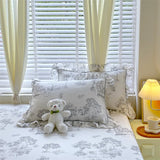 100% Cotton 2pcs Flower Prints Ruffles Pillowcases 48x74cm Sizes Cushion Cover for Bed Floral Style Adults Kids Pillowslip 베개커버