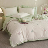 600TC Egyptian Cotton Luxury Butterfly Embroidery Bedding Set Queen King Size Duvet Cover Set Bed Sheet/Fitted Sheet Pillowcases
