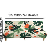 Flat print stretch sofa bed armless sofa cover green plant pattern on beige background