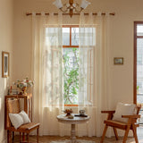 Curtain Beige Lace Sheer Window Curtains Retro French Style Living Room Bedroom Decoration Wave Pattern Romantic Treatment