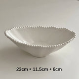 Ikeehome  Relief Sculpture Porcelain Bowl French Style Simple Household Food Container Fruit Vegetables Yogurt Salad Bowl Kitchen Supplies