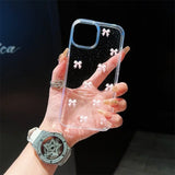 Cute Pink Bowknot Phone Case For iPhone 16 15 14 13 Pro Max Pro Korea Girl Epoxy Shell Clear Soft Cover