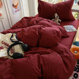 New solid color simple washed cotton student bed sheet four-piece set machine washable student dormitory three-piece set