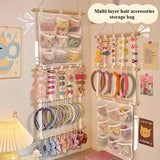 Multilayer Hair Accessories Wall Mounted Storage Bag Organizer Large Capacity Hairpins Rings Hoops Partition Door Hanging Bag