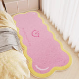 Special-shaped Runner Rug Pink Plaid Bow Bedroom Bedside Carpets Fashionable Ins Creative High-end Coffee Table Mats 러그 Alfombra