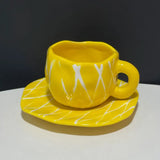 300ML Blue Sky and White Clouds Coffee Cup Tableware Set Hand-painted Ceramic Mug Milk Breakfast Cup Cute Coffee Tableware